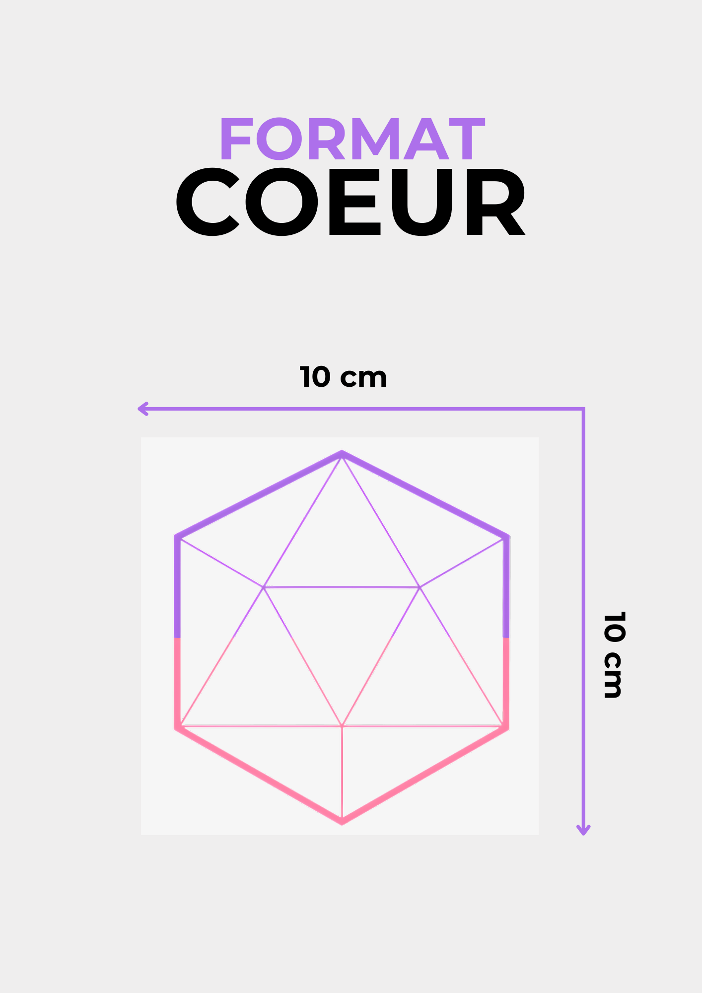 DTF heart format transfer design, 10x10 cm dimensions, showcasing vibrant geometric pattern.